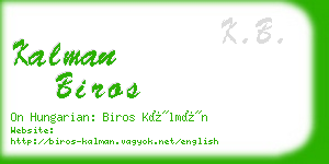 kalman biros business card